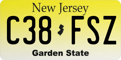 NJ license plate C38FSZ