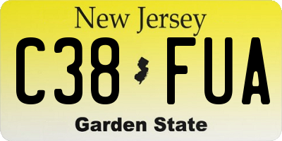 NJ license plate C38FUA