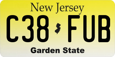 NJ license plate C38FUB