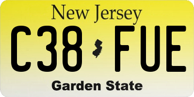 NJ license plate C38FUE