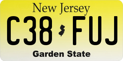 NJ license plate C38FUJ