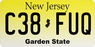 NJ license plate C38FUQ