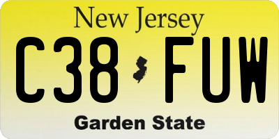 NJ license plate C38FUW