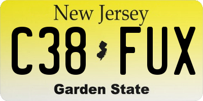 NJ license plate C38FUX