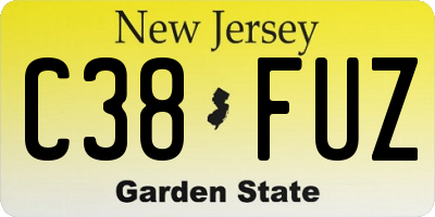 NJ license plate C38FUZ