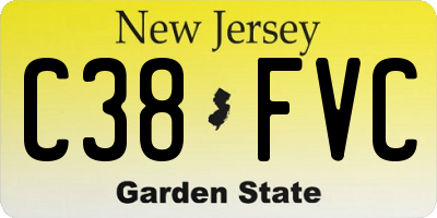 NJ license plate C38FVC