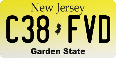 NJ license plate C38FVD