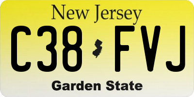 NJ license plate C38FVJ