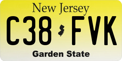 NJ license plate C38FVK