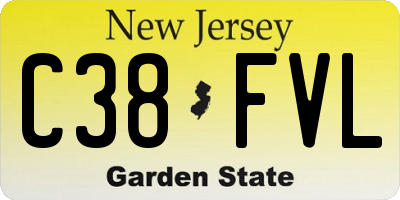 NJ license plate C38FVL