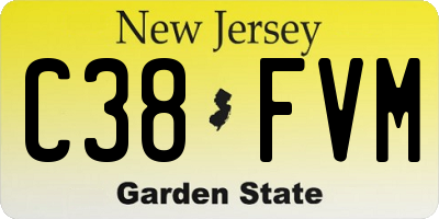 NJ license plate C38FVM