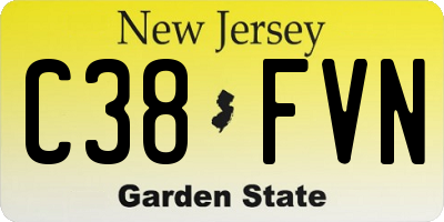 NJ license plate C38FVN