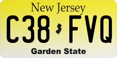 NJ license plate C38FVQ