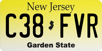 NJ license plate C38FVR
