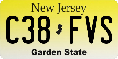 NJ license plate C38FVS