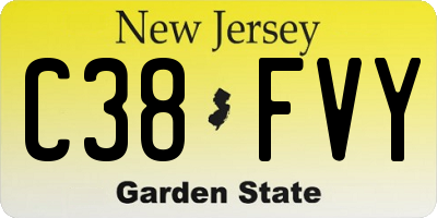 NJ license plate C38FVY