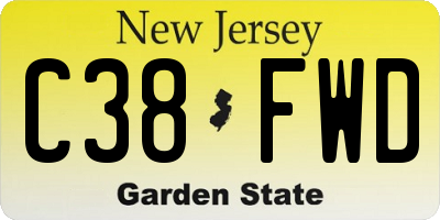 NJ license plate C38FWD