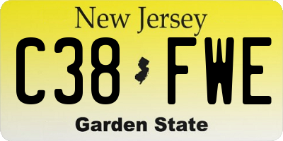 NJ license plate C38FWE