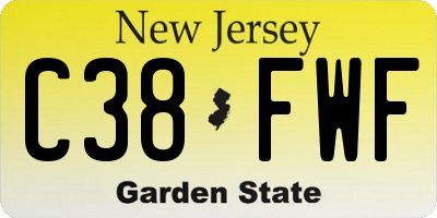 NJ license plate C38FWF