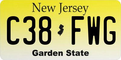 NJ license plate C38FWG
