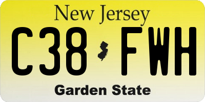 NJ license plate C38FWH