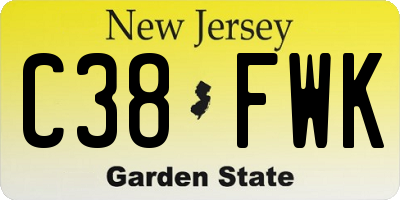 NJ license plate C38FWK
