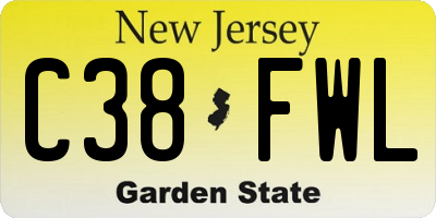 NJ license plate C38FWL