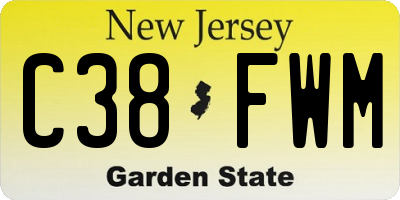 NJ license plate C38FWM