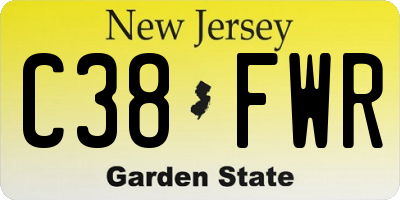NJ license plate C38FWR