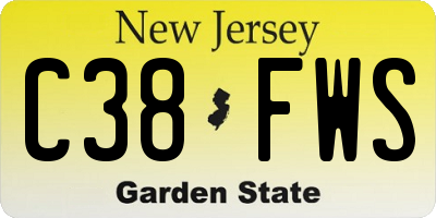 NJ license plate C38FWS