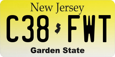 NJ license plate C38FWT