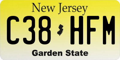 NJ license plate C38HFM