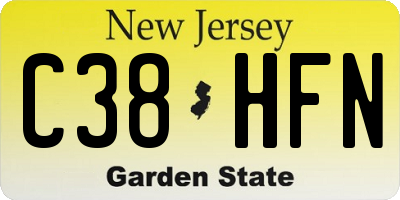NJ license plate C38HFN
