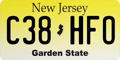 NJ license plate C38HFO