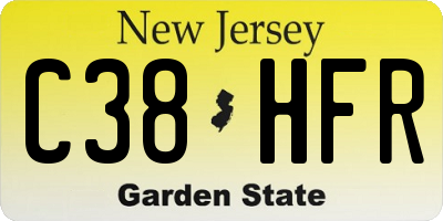 NJ license plate C38HFR