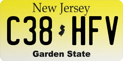NJ license plate C38HFV