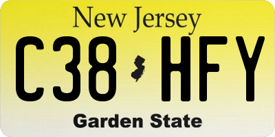 NJ license plate C38HFY