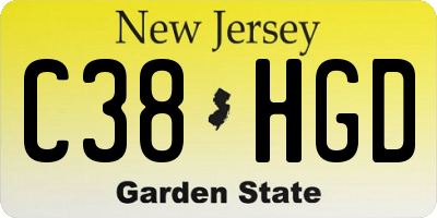 NJ license plate C38HGD