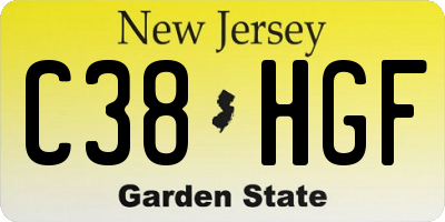NJ license plate C38HGF
