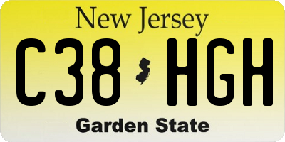 NJ license plate C38HGH