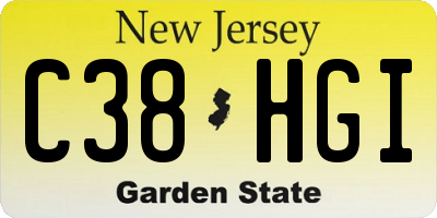 NJ license plate C38HGI
