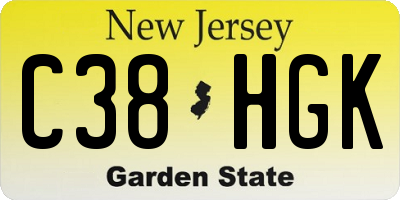 NJ license plate C38HGK