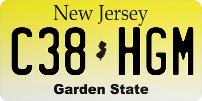 NJ license plate C38HGM