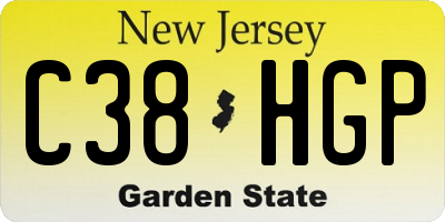 NJ license plate C38HGP