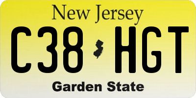 NJ license plate C38HGT