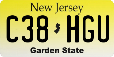 NJ license plate C38HGU