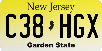NJ license plate C38HGX