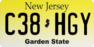 NJ license plate C38HGY