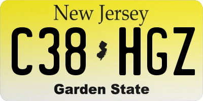 NJ license plate C38HGZ