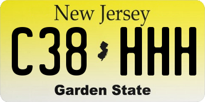 NJ license plate C38HHH